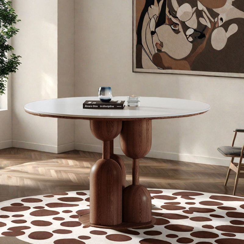 Solid Wood Round Dining Table, 29.5"H x 47.2"L x 47.2"W