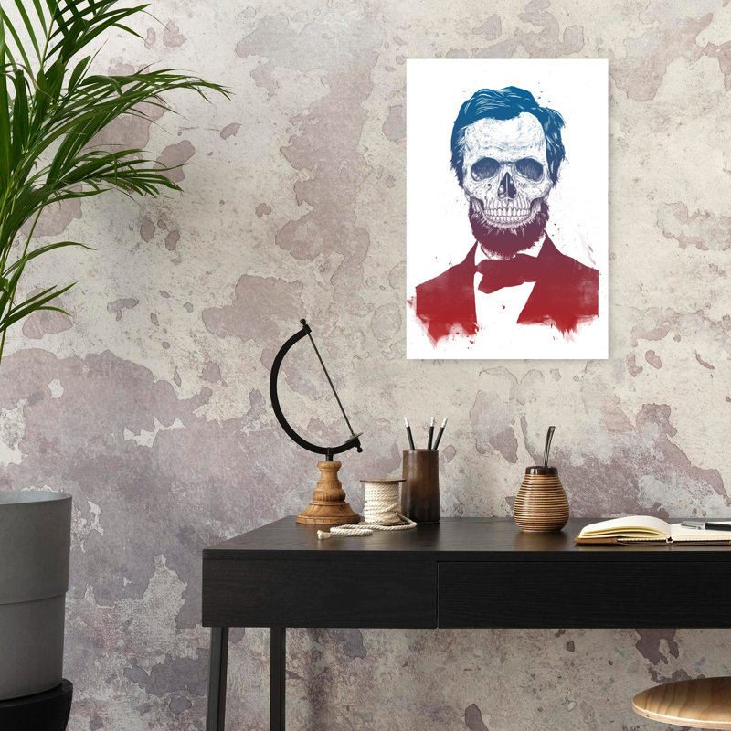 Affiche murale patriotique contemporaine représentant le crâne de Lincoln, H 24 po x l 16 po