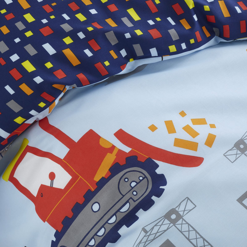 Construction Shapes Fitted Sheet, Single Duvet Cover + 1 Standard Pillowcase