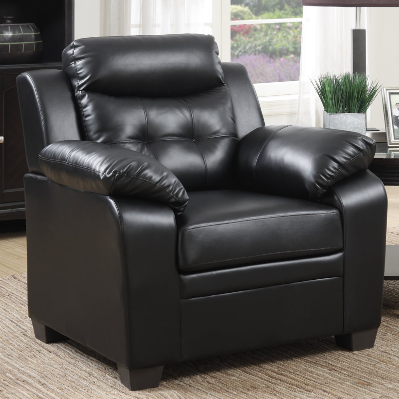 Kaitlin Faux Leather Club Chair, Black Faux Leather