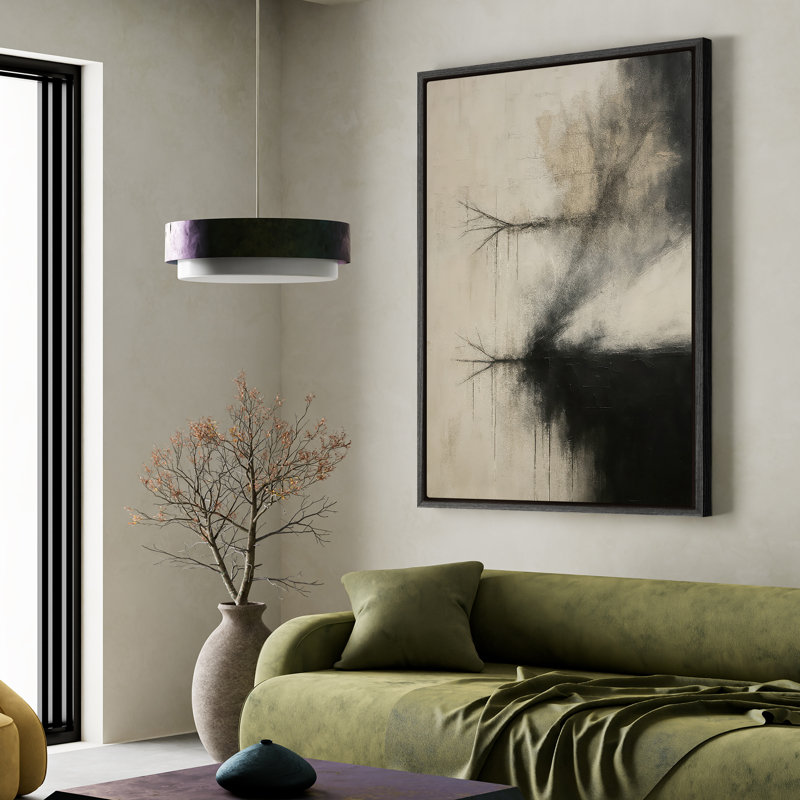 Art mural sur toile encadrée - Arbre noir abstrait, impressions murales pour chambre à coucher, H 36 po x l 24 po, Noir