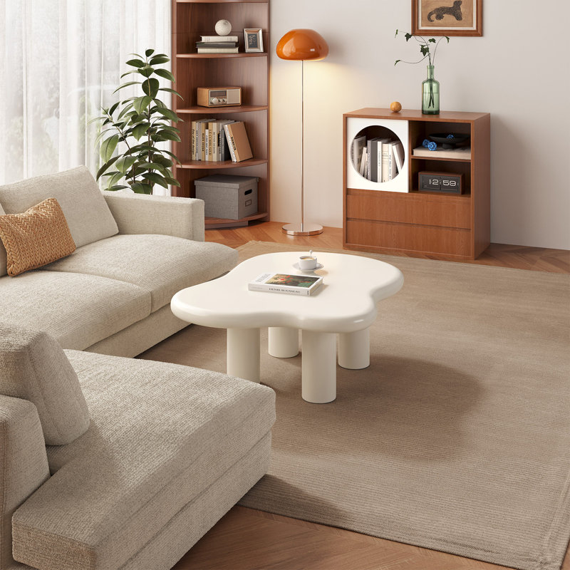 Table basse à 4 pieds Cream Cloud, Crème, crème