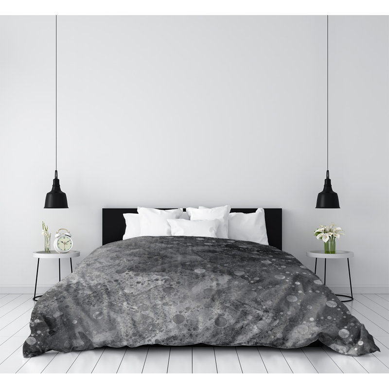 Housse de couette Katelyn Elizabeth, Housse de couette pour très grand lit, Noir / blanc, Polyester brossé