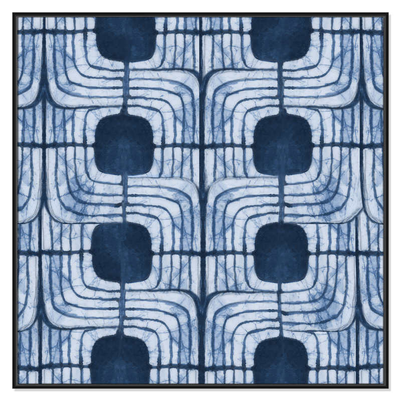 «Blu Batik II» par Emma Peal, Noir, H 46,5 po x l 46,5 po