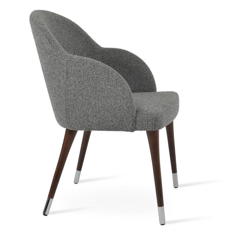 Fauteuil Alice en tissu blanc cassé Boucle, gris