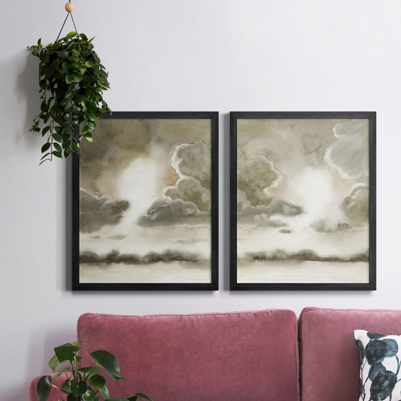 Toile encadrée de qualité supérieure sépia Sky I - prête à être accrochée
