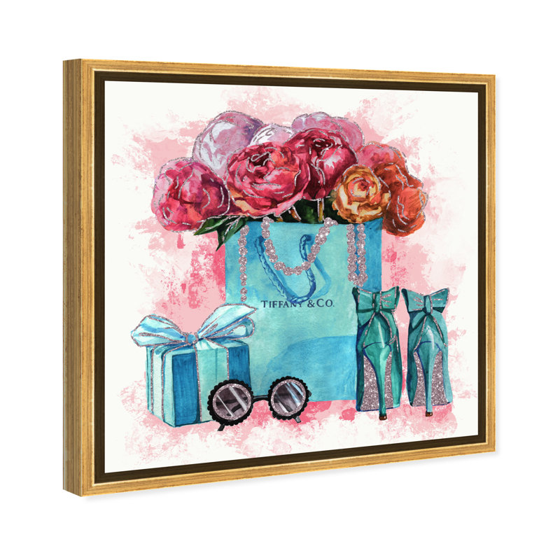 «Fashion and Glam Sparkle Blue Essentials», impression sur toile, H 24 po x l 24 po, Cadre doré