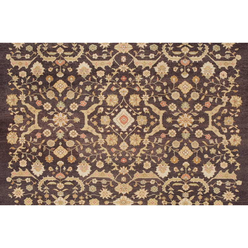 Tapis oriental rectangulaire en laine noué à la main chocolat / beige / rouge, Rectangle 6 pi x 9 pi