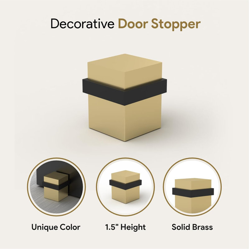 Mega Handles Square Floor Door Stopper, 1.5 Inch Wall Protector, Quick Installation, Durable Shock Absorbing Wall Protector for Door Knobs