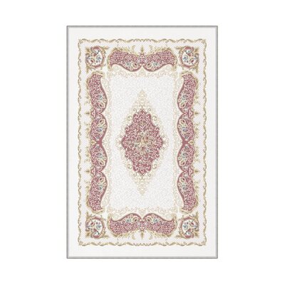 Abdulkadir Oriental Machine Made Power Loom Polyester Area Rug in White/Pink -  East Urban Home, B7EDD87E36564050A7492BC6739EF189