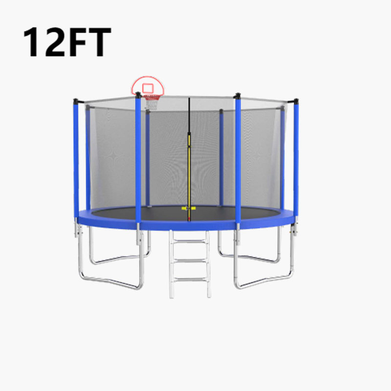 Trampoline de cour arrière de 12 pi avec enceinte de sécurité Beyong, Bleu et noir