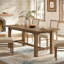 Fir Rectangular Wood Top Dining Table with Wood Base