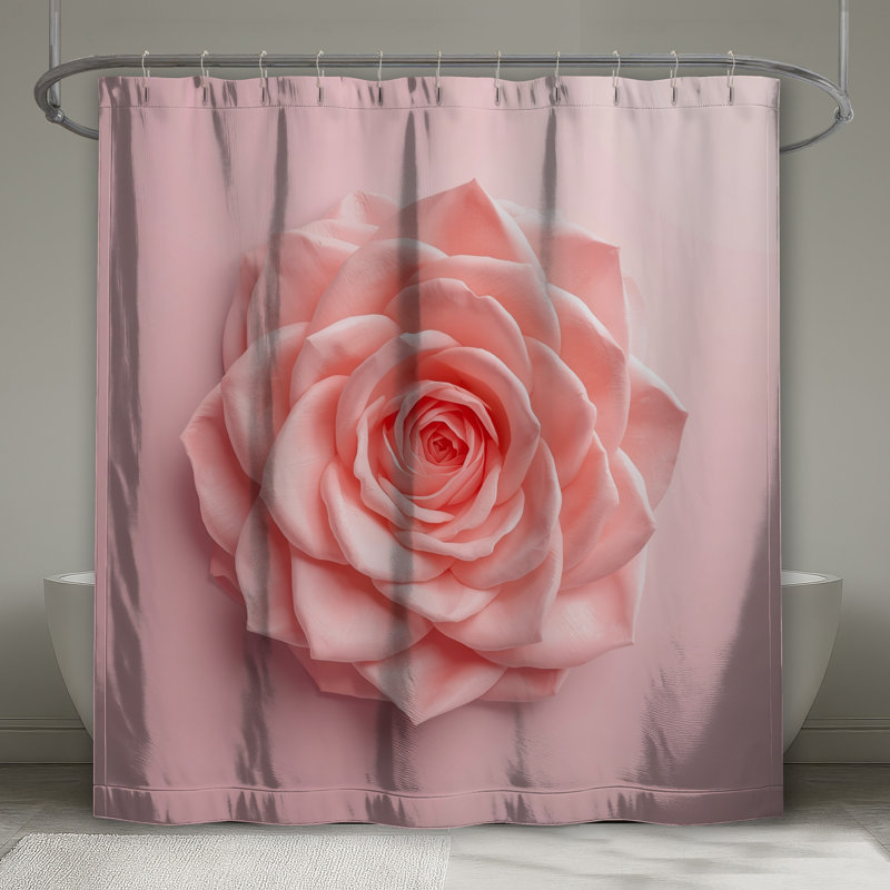 Grands rideaux de douche roses très longs, L 70 po x H 84 po
