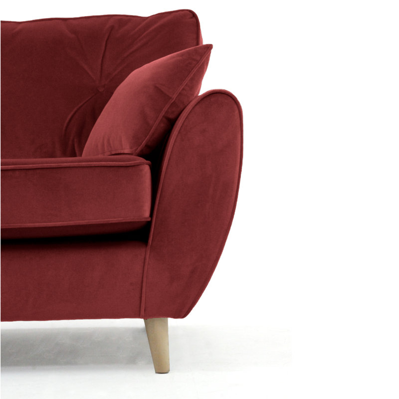 Rafe 4 Seater Velvet Sofa, Burgundy Velvet