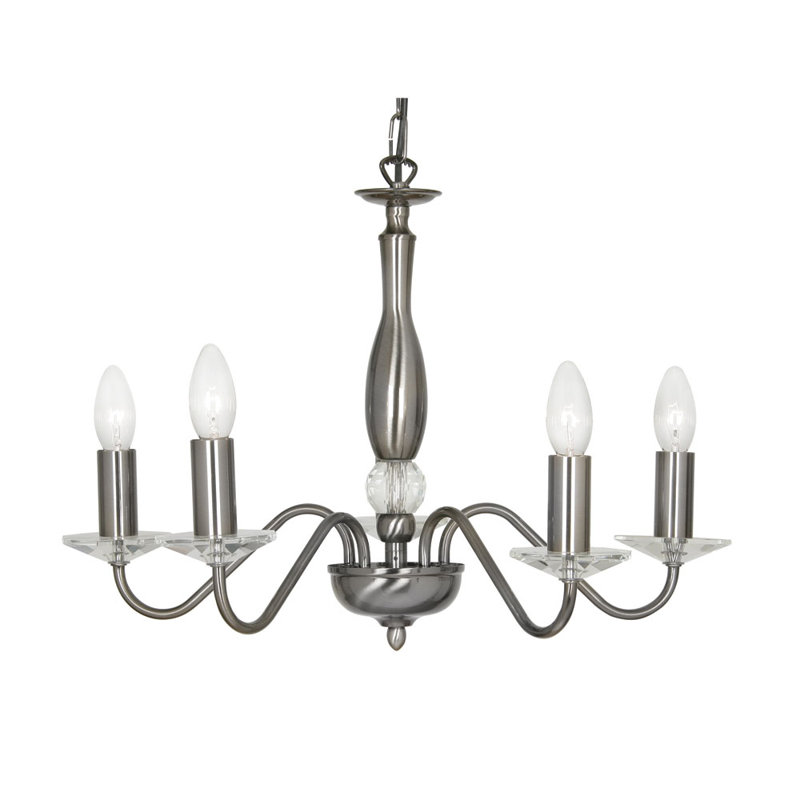 Francine 5 - Light Candle Style Chandelier, Antique Silver