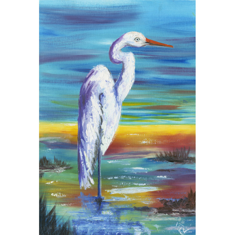 Heron I - Wrapped Canvas Painting, 46cm H x 30cm W x 3.8cm D