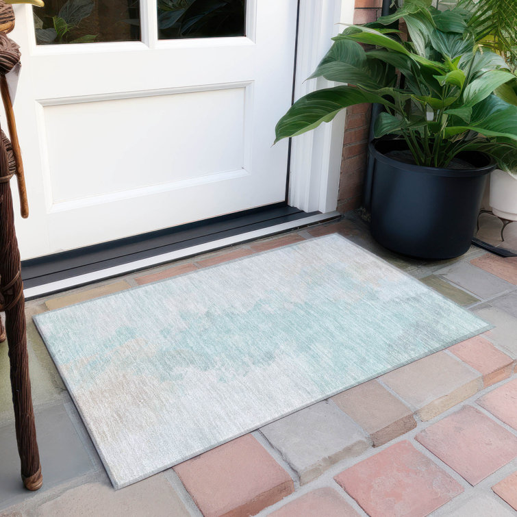 Machine Washable Indoor/Outdoor Cinead ACN1675 Seafoam Rug