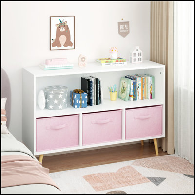Bibliothèque pour enfants multifonctionnelle avec tiroirs en tissu pliables, idéale pour le rangement et la présentation organisés