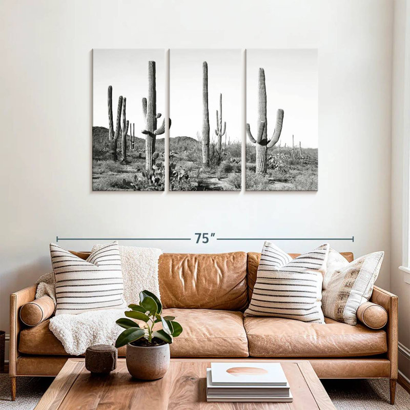 Harnek Gray Cactus Land, 36" H x 57" W