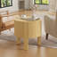 Table d'appoint ronde cannelée de 19,6 po avec rangement Natura pour le salon Wood Bois d'hévéa durable Door Porte à fermeture en douceur Texture Texture cannelée verticale élégante
