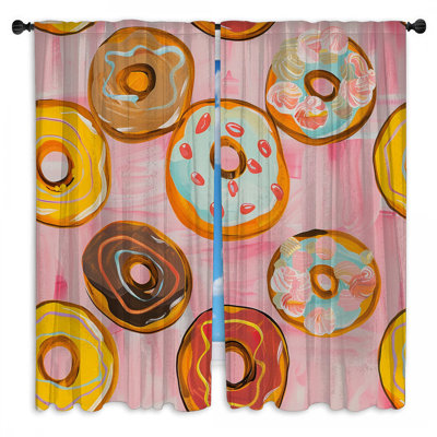 Donuts Window Curtains  Food Sheer & Room Darkening - 2 Panels