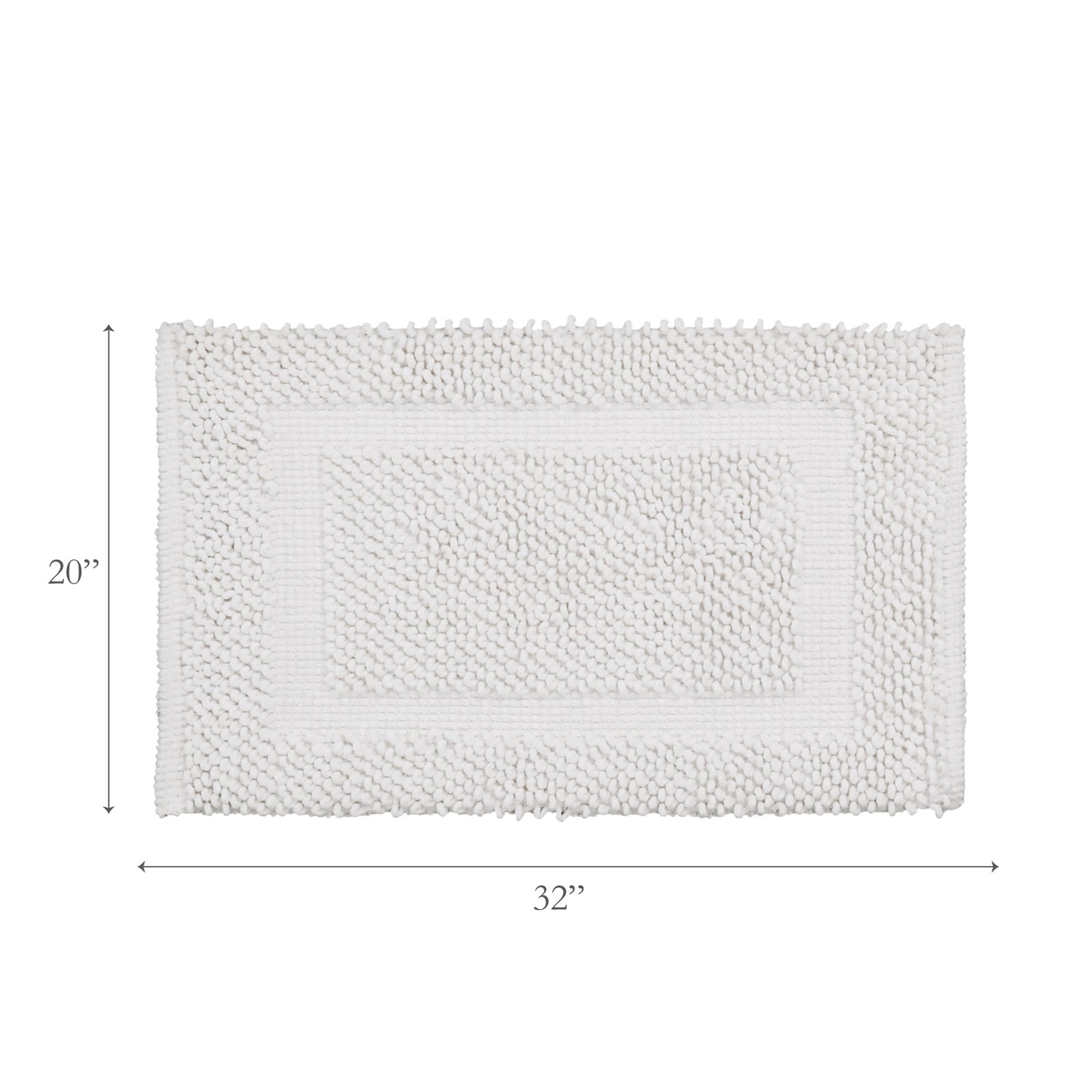 Payten Cotton Bath Mat, White, Set of 2 - 17" W x 24"L / 20"W x 32"L