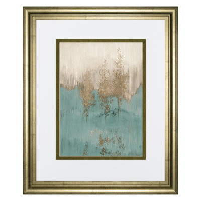 Art mural arbres dorés - 34 po x 40 po - Cadre doré