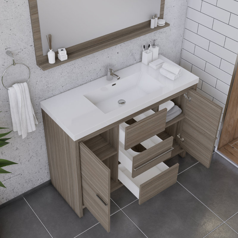 Meuble-lavabo simple 48 po Feike, Gris