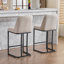 Ensemble de 2 tabourets de bar rembourrés modernes avec dossier capitonné, chaise à hauteur de comptoir avec structure en métal robuste, siège rembourré confortable pour la cuisine, le bar ou la salle à manger