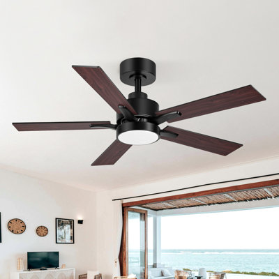  42" Ceiling Fan with Light and Remote, 6-Speed Quiet Reversible DC Motor, 3CCT LED, Modern 5-Blade Ceiling Fan for Bedroom, Living Room