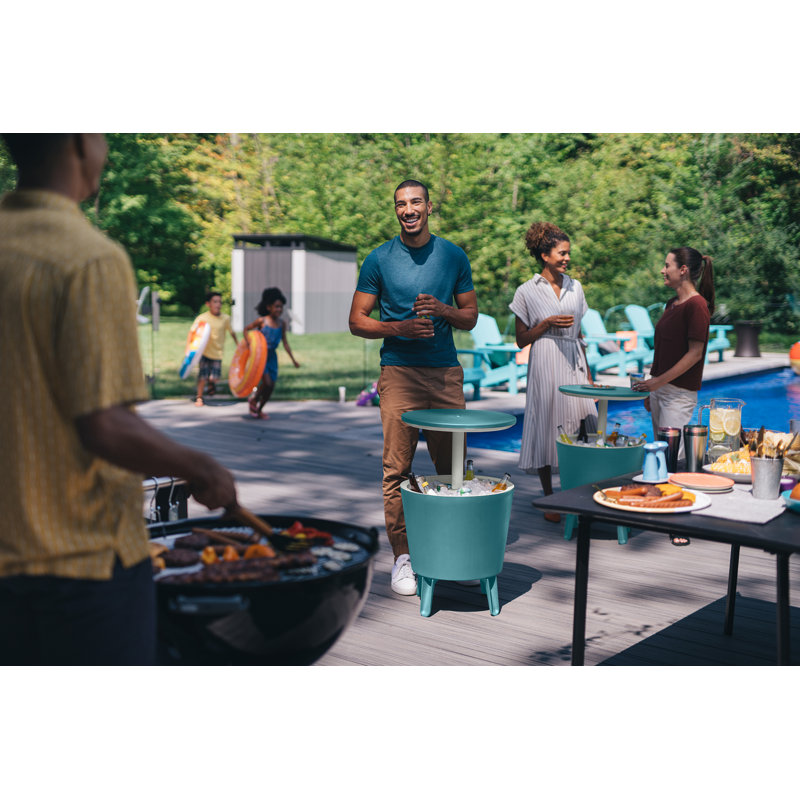 Teal 7.5 Gallon Cool Bar and Side Table