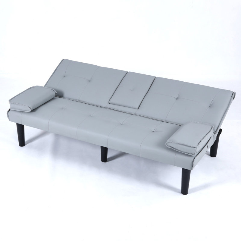 Le canapé-lit multifonctionnel en PVC bleu de 67 pouces, avec un design pliable et porte-gobelet, le rend extrêmement pratique pour transformer le salon en chambre d'amis