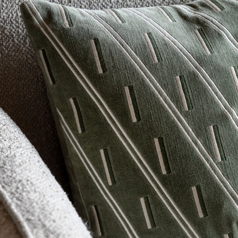 Striped Green Square Cushion
