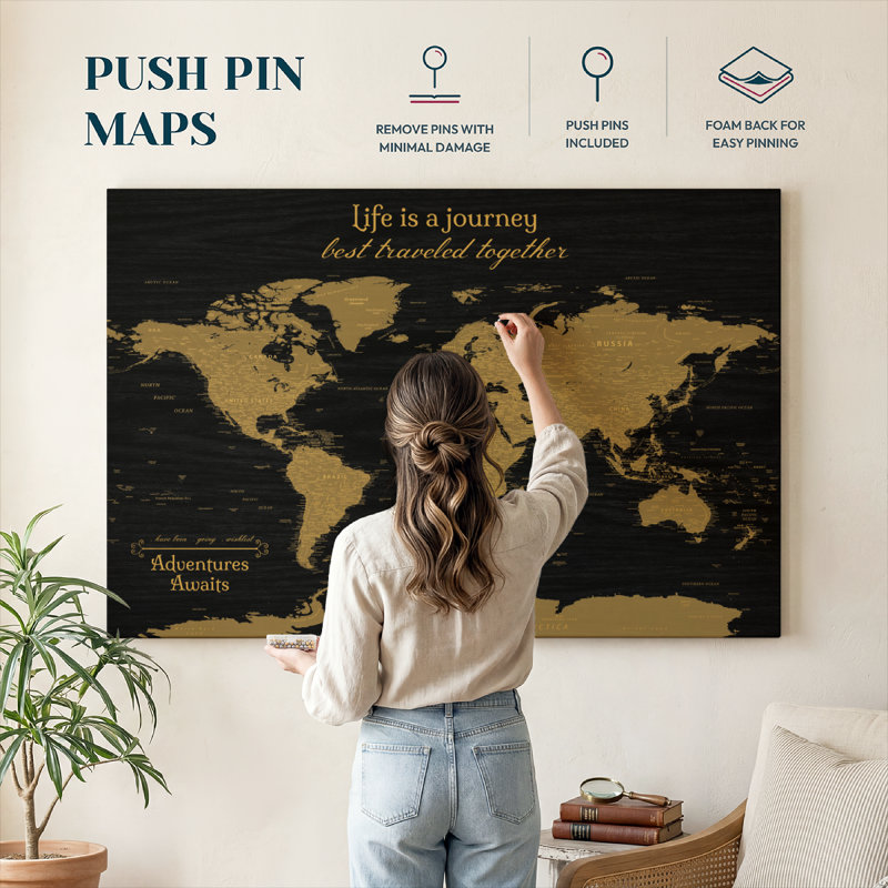 Carte du monde personnalisée, H 24 po x l 36 po, Oui