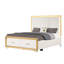 Grand lit capitonné de style contemporain avec finition en bois et or