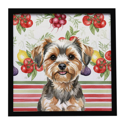 Yorkiepoo Vegetables Framed Metal Print