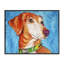 Chien orange audacieux sur estampe bleue encadrée, design par Tatiana Roberts-1311159620-1311159621