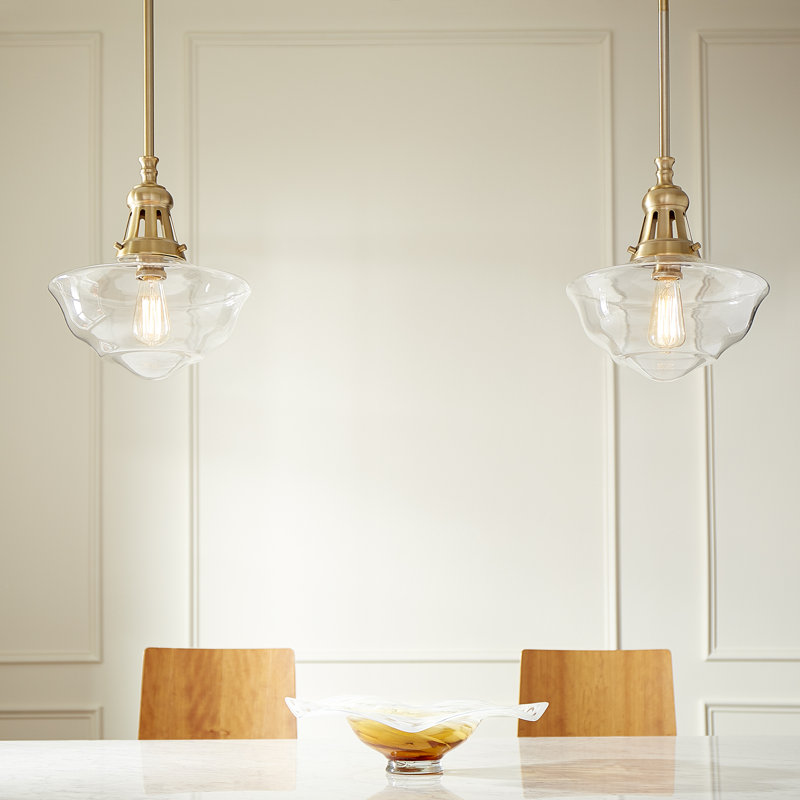 Luminaire suspendu simple à 1 lumière Garvey, Nickel satiné
