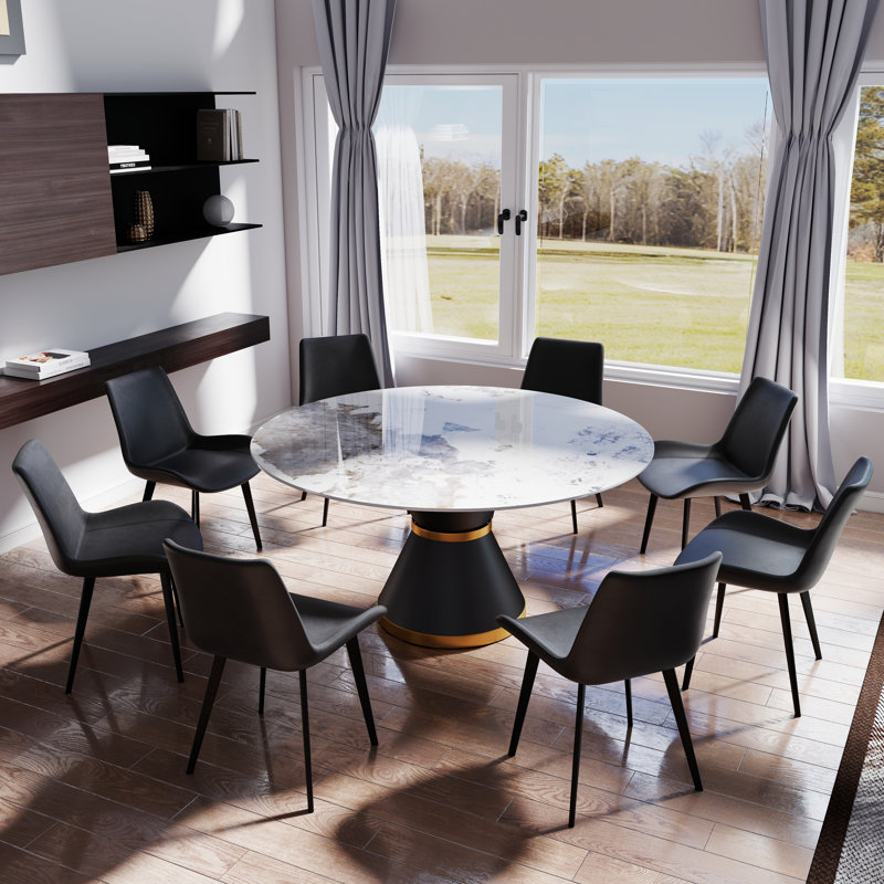Alperton 9 - Piece Round 59.05'' Pedestal Dining Set, Gray/Gray, Pandora
