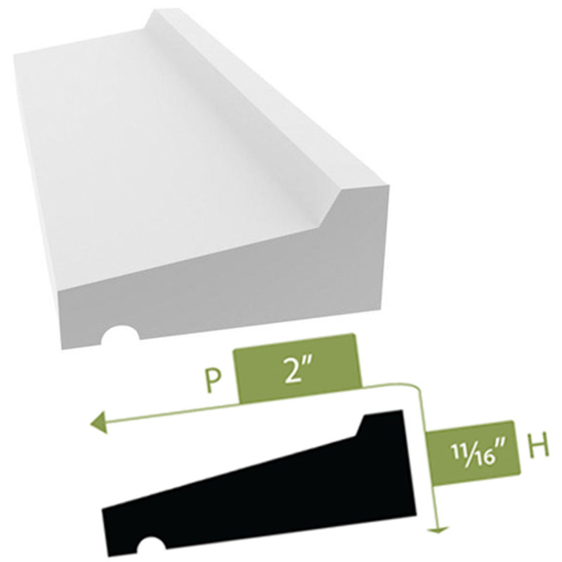 2'' H x 96'' W x 0.69'' D Plastic Corner Moulding