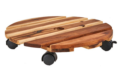 Wood Planter Caddy with Rotating Casters, Set of 3