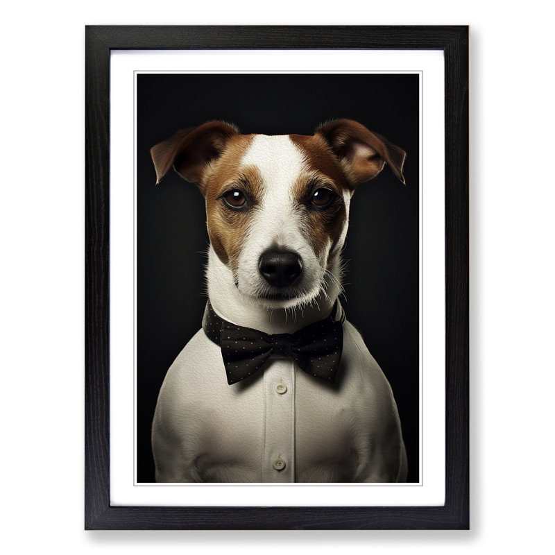 Jack Russell Minimalism No.2 - Single Picture Frame Print on Wood, 46cm H x 34cm W x 2cm D, Black Framed
