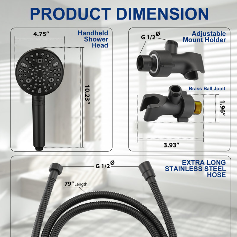 Full/Standard Dual Shower Head 1.75 GPM GPM, Black