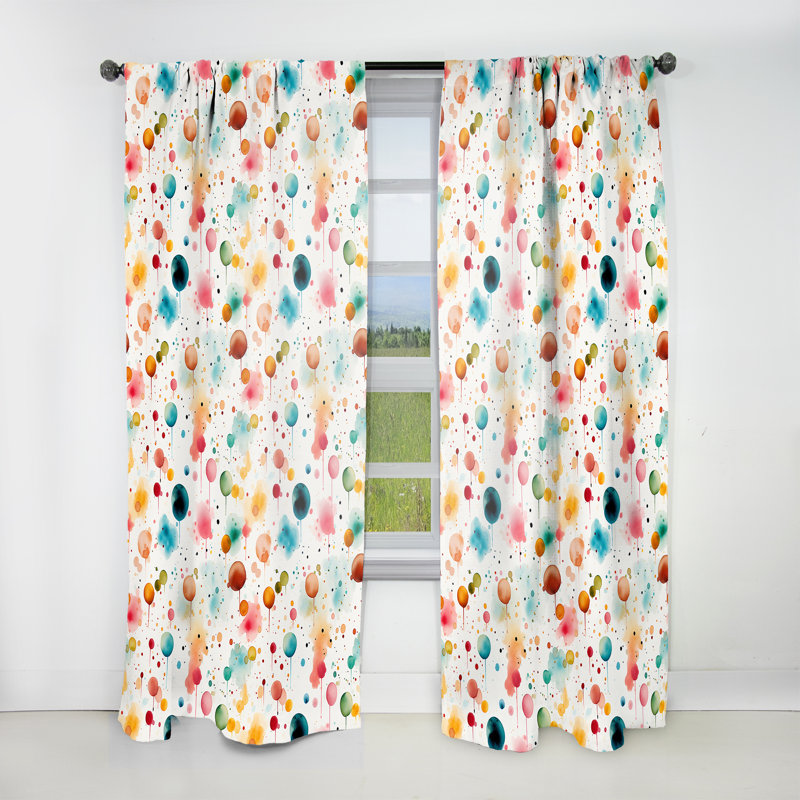 Watercolor Dreams Polka Dots Pattern II - Modern Curtain - Velvet Room Darkening - 1 Panel, 52" W x 108" L