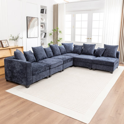 Kempson 6 - Piece Upholstered L-shaped Modular Sectional Sofa