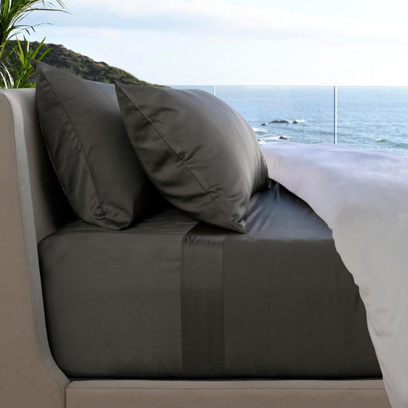 Bamboo Sateen Sheet Set, Split king, Onyx
