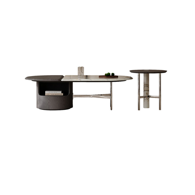 Wood & Marble Coffee Table Set