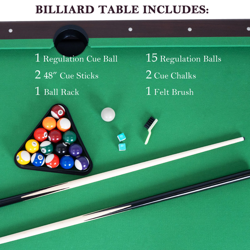 Ensemble de table de billard robuste de 6 pi avec patins, queues de billard, boules, triangles, craies et brosse RayChee 