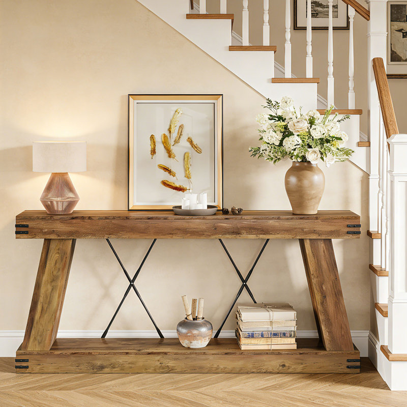 70.9" Farmhouse Console Table, Brown