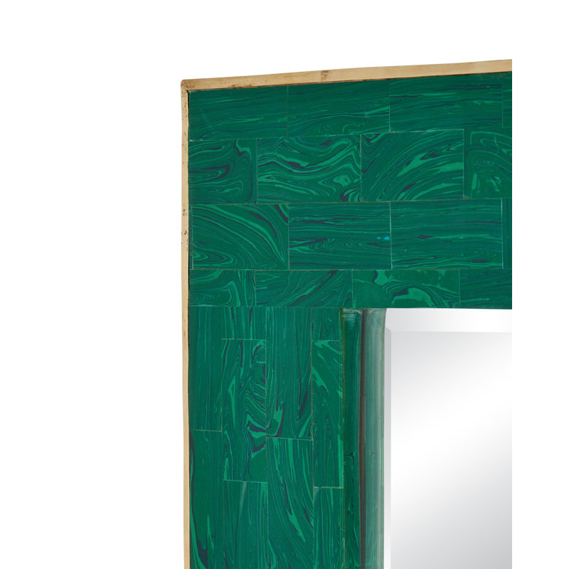 Orin Rectangular Mirror, Marbled Green, Brushed Brass